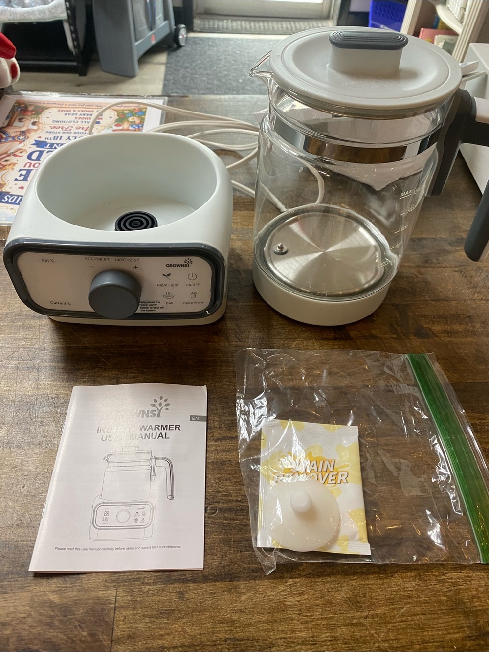 GROWNSY Baby Instant Warmer & Glass Water Boiler with LCD Display and Timer